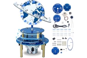 PEMENOL Soldering Practice Project Kit, DIY Globe Planetary Motion Kit Corded Rotating Universe Model Music Switch Brightness Adjustable for Chritmas Day Electronics Learning University STEM Education