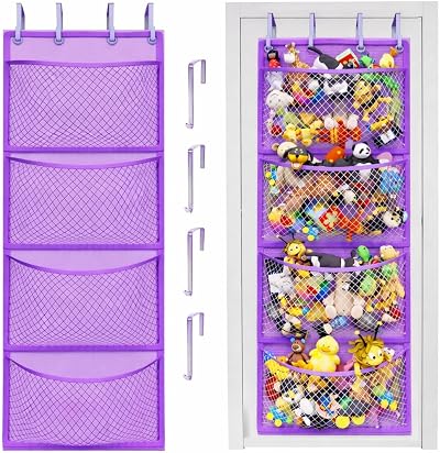 Honeyera Plush Storage Over Door Organizer for Stuffed Animals Purple