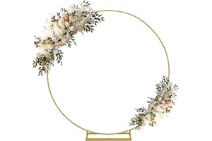 JALANCY 6.6FT Round Backdrop Stand Wedding Arch Frame Circle Stable Gold Metal Arch Stand for Wedding Birthday Party Baby Shower Bridal Shower Photography Decoration
