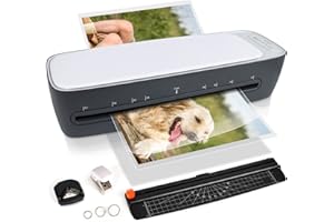 ZYERCH 13 Inch A3 Laminator Machine, 9 in 1 Desktop Thermal Never Jam With 40 Pouches, Paper Trimmer and Corner Rounder, 1Min Fast Warm-Up for Home Office School Use, Grey