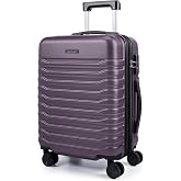LIGHT FLIGHT Expandable 20" Carry On Luggage 22x14x9, TSA Lock, Purple | Lightweight Suitcase with Double Spinner Wheels