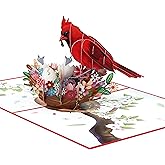 iGifts And Cards Wings of Joy: Blossoming Red Cardinal Surprise - 6"x8" Pop-Up Card - Cheer Love and Spring Wishes, Ideal for Mother’s Day, Friendship, Gratitude, Gift for Bird Watchers with Notecard