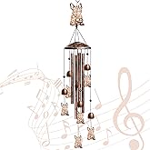 French Bulldog Wind Chimes for Outside, Decorative Wind Chimes French Bulldog Gifts for Women, Memorial Windchimes Outdoors with S Hook for Patio Garden Decor, Birthday Gifts for Mom Grandma （Copper）
