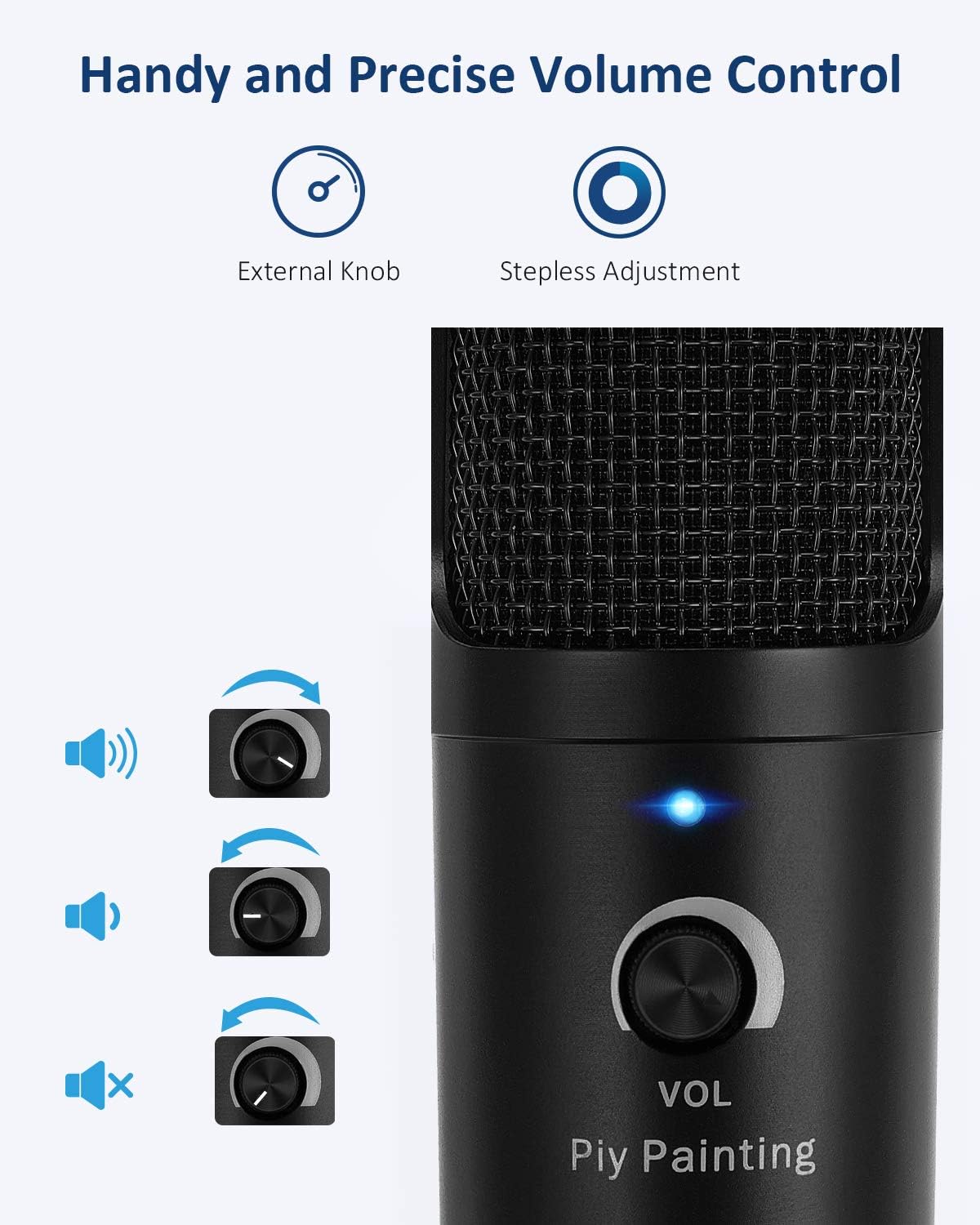 USB Microphone, Piy Painting Cardioid Recording Microphone, 192kHz/24bit Condenser Mic Compatible with PC Laptop Mac Windows, Plug&Play Computer Microphone for Podcasting, Gaming, Streaming-D08