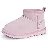 Mishansha Kids Winter Snow Boots Boys Girls Warm Faux Fur Lined Suede Ankle Booties Water-Resistant Anti-Slip for Toddler Little Kid Big Kid