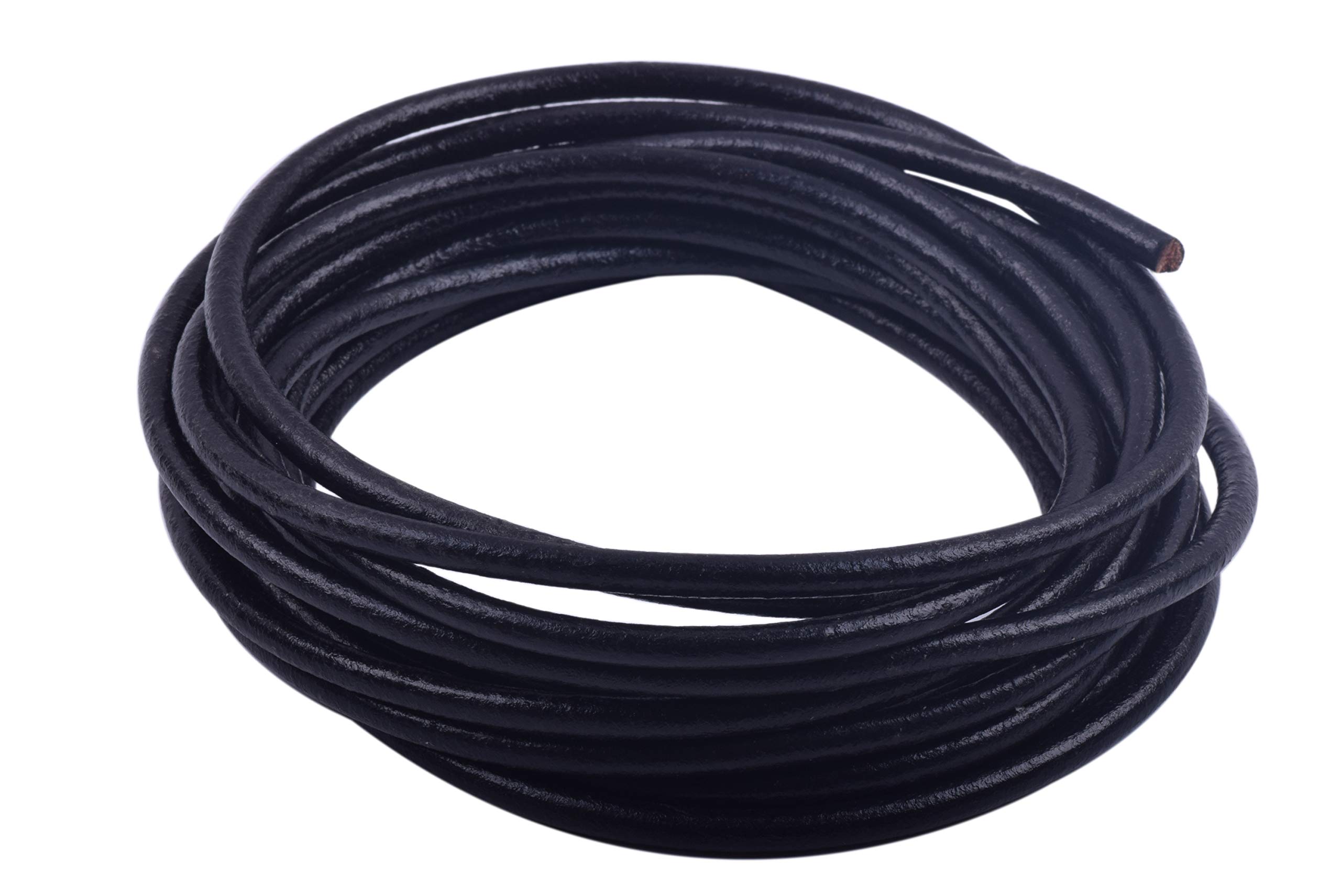 KONMAY 9.1 Meters 4.0mm Black Round Real Leather Cord for Jewellery Making and Crafting โ image 1