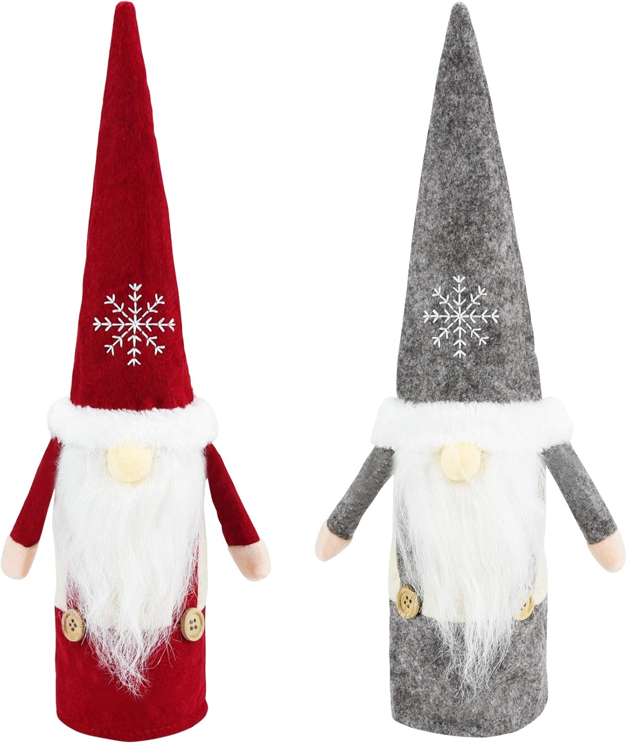 2pcs Christmas Wine Bottle Covers Santa Claus Wine Bottle Bags Swedish Gnome Toppers for Xmas Party Holiday Home Dining Table Decorations