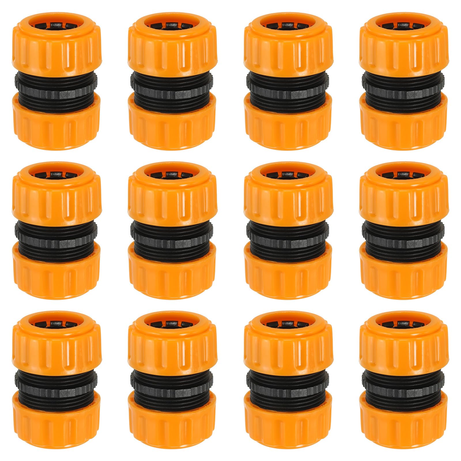 PATIKIL 11/16" Garden Hose Repair Kit Connector Extender, 12 Pcs Plastic Quick Water Hose Connectors Leakproof Design Fittings, Marigold