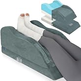KingPavonini Leg Elevation Pillow for After Surgery, Double Leg, Grey | Ergonomic Curve Keeps leg/Knee Straight, Adjustable Memory Foam Leg Pillow, Pain &amp; Swelling Relief, Improve Blood Circulation