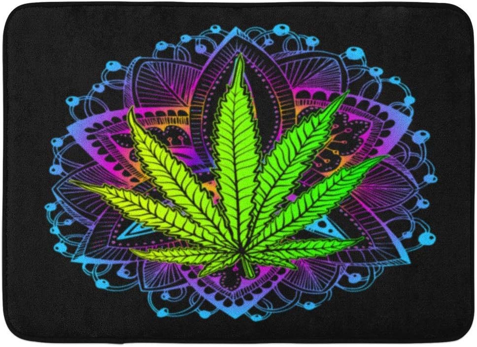 Doormats Bath Rugs Outdoor/Indoor Door Mat Cannabis Leaf Marijuana Herb Weed Ganja Illicit