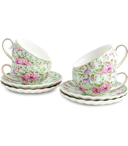 その他 Gracie China by Coastline Imports 4-Piece Porcelain Tea for One Stacked Teapot Cup Saucer Blue Cottage Rose Chintz by Gracie China by C Grace Teaware Blue Cottage Rose Chintz Fine Porcelain 11
