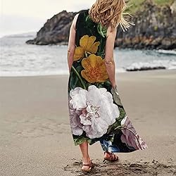 Sundresses for Women Sleeveless Casual Round Neck