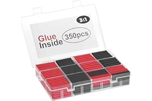 SLHINEMYI 350 PCS 3:1 Heat Shrink Tubing Kit, Adhesive Lined, Marine Grade Shrink Wrap, Industrial Heat Shrink Tubing 7 Sizes (Black/Red), for Industrial/Automotive