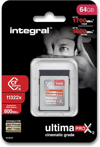 Integral 64GB CFexpress Type B 2.0 Memory Card 1700MB/s Read 1600MB/s Write