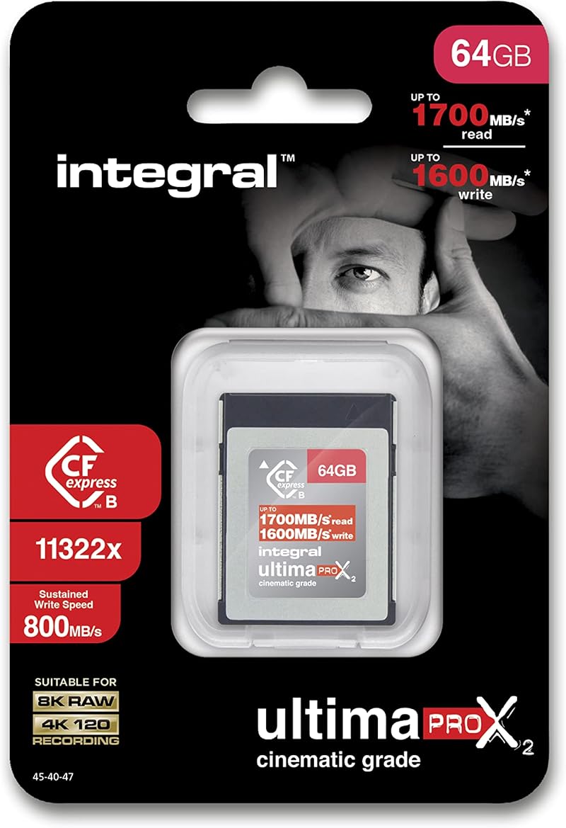Integral 64GB CFexpress Type B 2.0 Memory Card 1700MB/s Read 1600MB/s Write