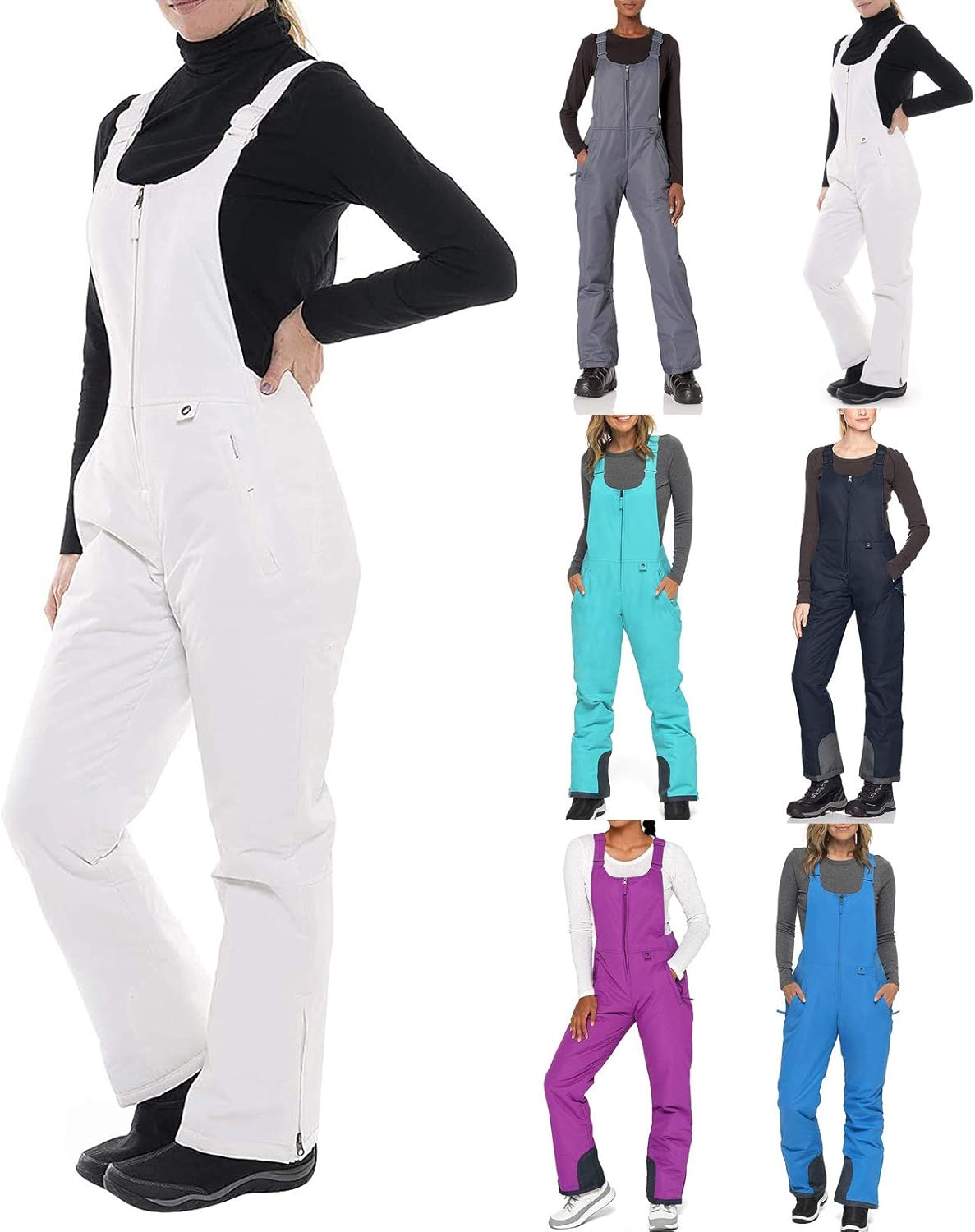 Women Insulated Bib Snow Pants Waterproof Windproof Suspenders Trousers Overalls One