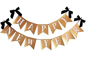 KatchOn, Gold Glitter Happy New Year Banner - 10 Feet, No DIY | Happy New Year Sign, Happy New Year Decorations 2025 | New Years Eve Banner, New Years Decorations | New Years Eve Party Supplies 2025