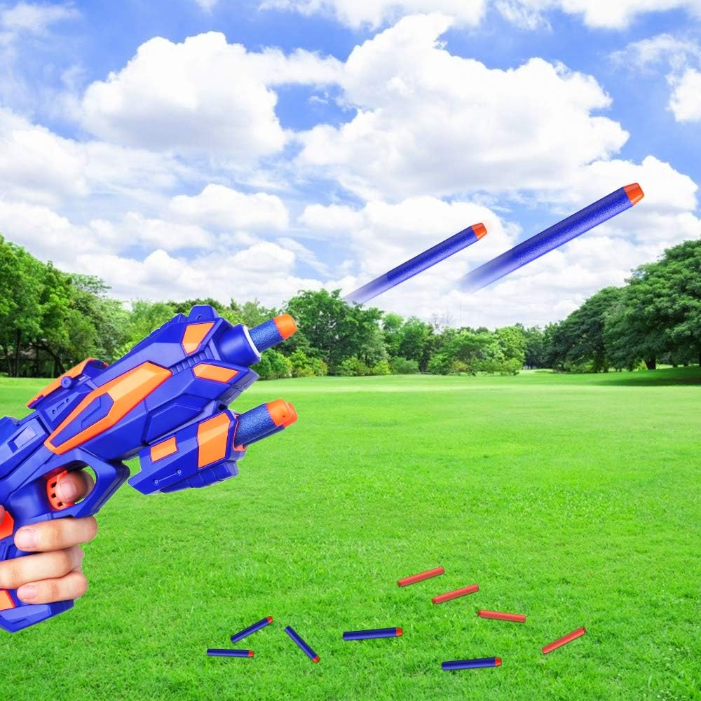 RegeMoudal 2 Pack Blaster Toy Guns Foam Bullet Toy Gun with 2 Foam Dart Wrist Band and 60 Pack Refill Soft Foam Darts Hand Gun Toys for Kids: Toys & Games