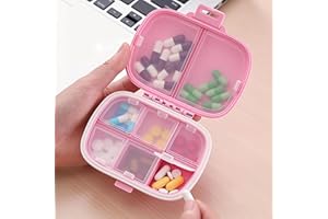 Pill Organizer Portable Medicine Dispenser, Moisture-Proof Travel for Vitamin,Medicine,Supplements(Pink)