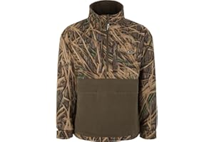 Drake Waterfowl Eqwader MST Camo 1/4 Zip Jacket, Waterproof, Fleece-Lined, Adjustable Cuffs, Men’s Hunting Pullover