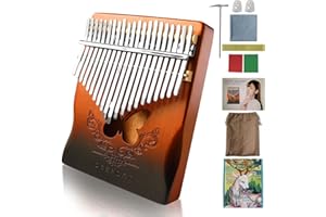 Kalimba 21 Keys, DSSPORT Portable Finger Piano with Tune Hammer and Music Books Set, Wood Thumb Piano Music Gifts for Kids Adults Beginners and Music Lovers (Brown-21 key)