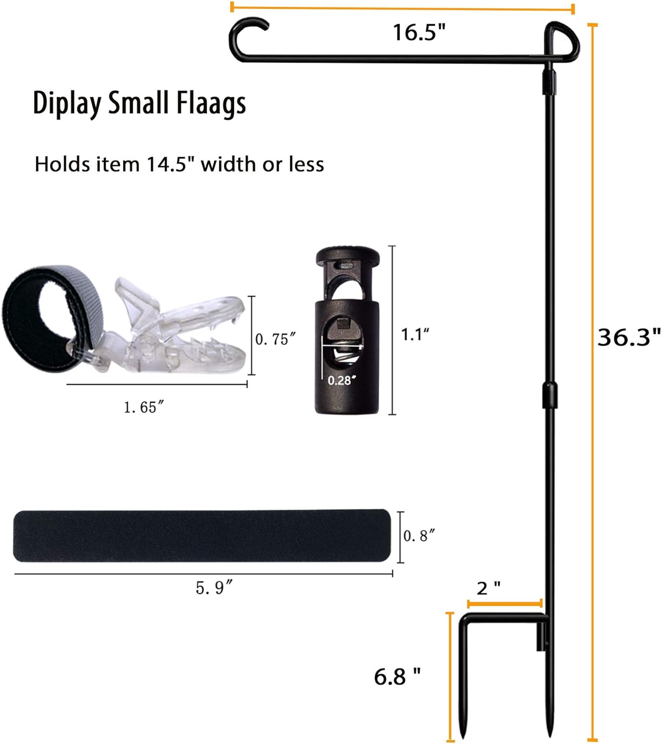 Garden Flag Stand-Holder-Pole with Garden Flag Stopper and Anti-Wind Clip 36.3"H x 16.5"W For USA Flag Or Season Garden Flags Keep Your Flags from Flying Away in High Winds : Garden & Outdoor