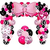 Mini Mouse Balloon Garland Arch Kit Light Pink Rose Red Black Bot Latex Balloons Confetti Balloon Bow Heart Love Foil Balloons Set for Baby Shower Decorations Birthday Party Supplies