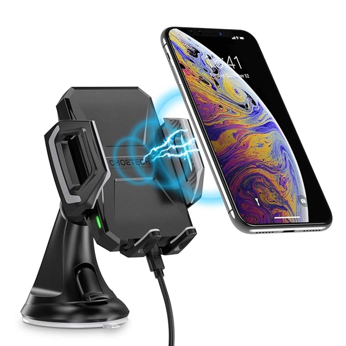 CHOETECH 7.5W/10W Fast Wireless Charger Auto, QI KFZ drahtloses Ladegerät Handyhalterung, Schnelles Aufladen zu Apple iPhone 