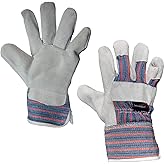 SAFE HANDLER Work Leather Gloves with Cool Cotton Lined Backing Lightweight & Versatile Split Leather Safety Cuff Work Gloves