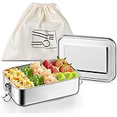 TeamFar Stainless Steel Bento Box, 47oz/1400ML Large Metal Bento Lunch Box Container for Adults/Kids, for Home/School/Office/Travel, With 2 Removable Dividers, Leak-Proof & Dishwasher Safe
