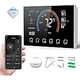 Bestechy Smart Thermostats for Home, Digital Thermostat with App, WiFi Thermostats for Home Heat Pumps, Cooling Heating & Auto, Includes C-Wire Adapter, LCD Screen/Voice Control/Weather/Energy Saving