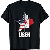 Half Canadian American USEH Canada USA Flag United States T-Shirt