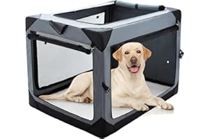 Pettycare 42 Inch Collapsible Foldable Soft Dog Kennel with Chew Proof Mesh Windows, Indoor & Outdoor Travel Dog Crate