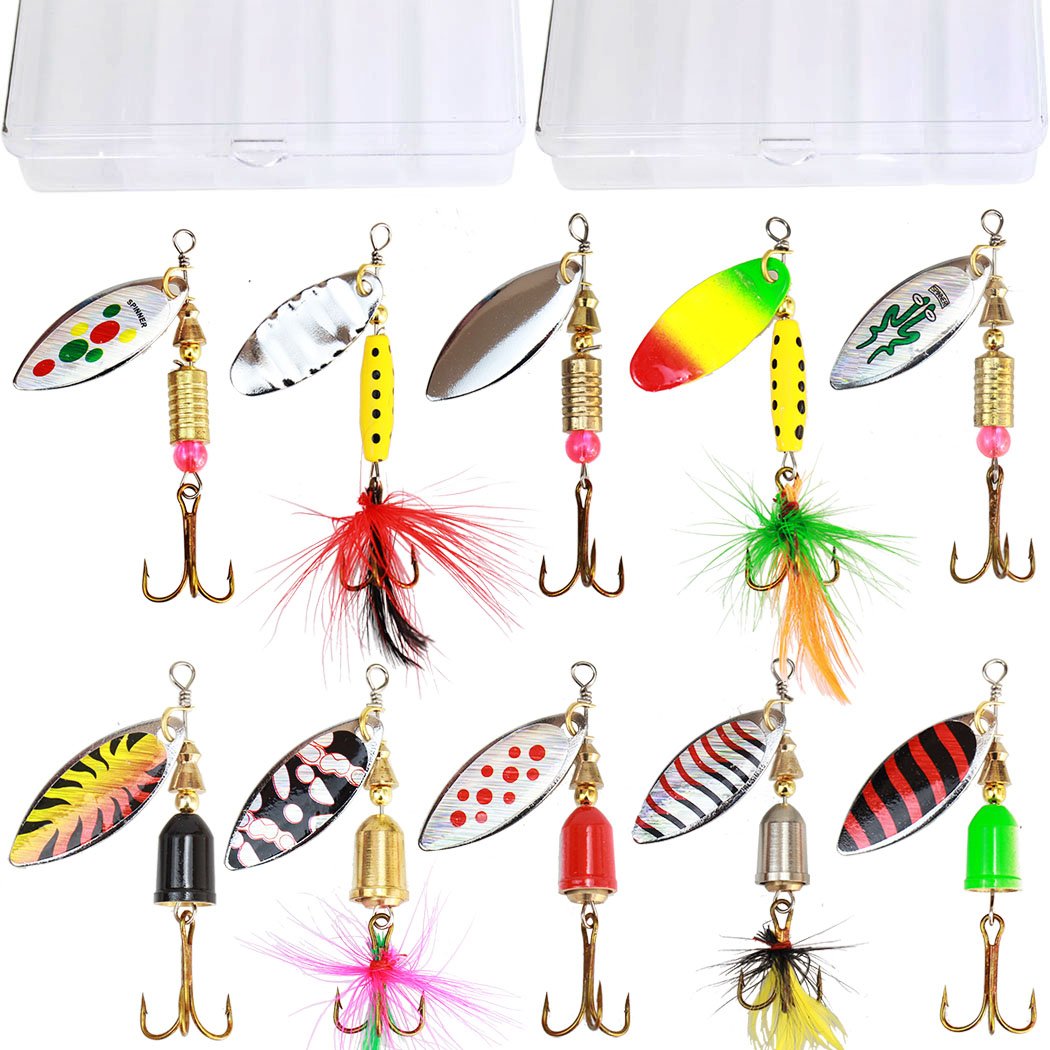 10pcs Fishing Lure Spinnerbait,Bass Trout Salmon Hard Metal Spinner
