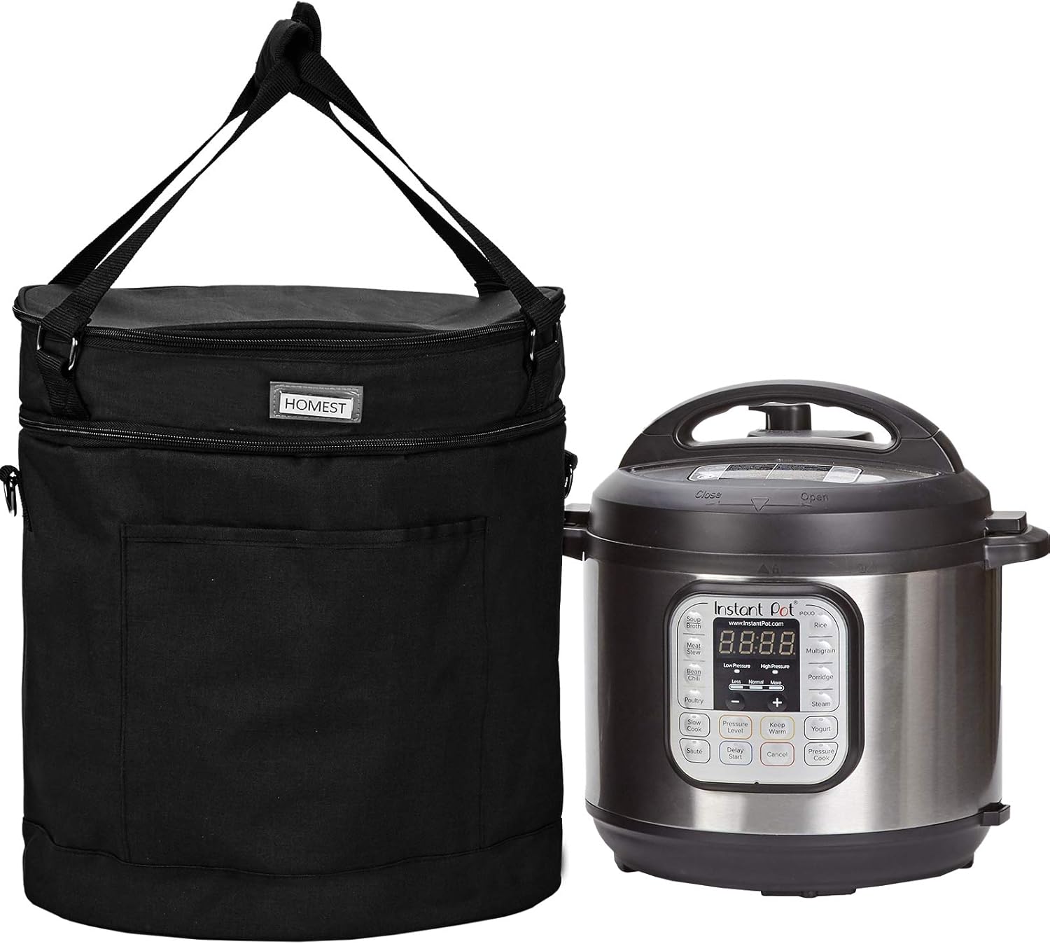 HOMEST 2 Compartments Carry Bag Compatible with 8 Quart Instant Pot, These Pressure Cooker Travel Tote Bag Have Accessory Pockets for Spoon, Measuring Cup, Steam Rack, Black