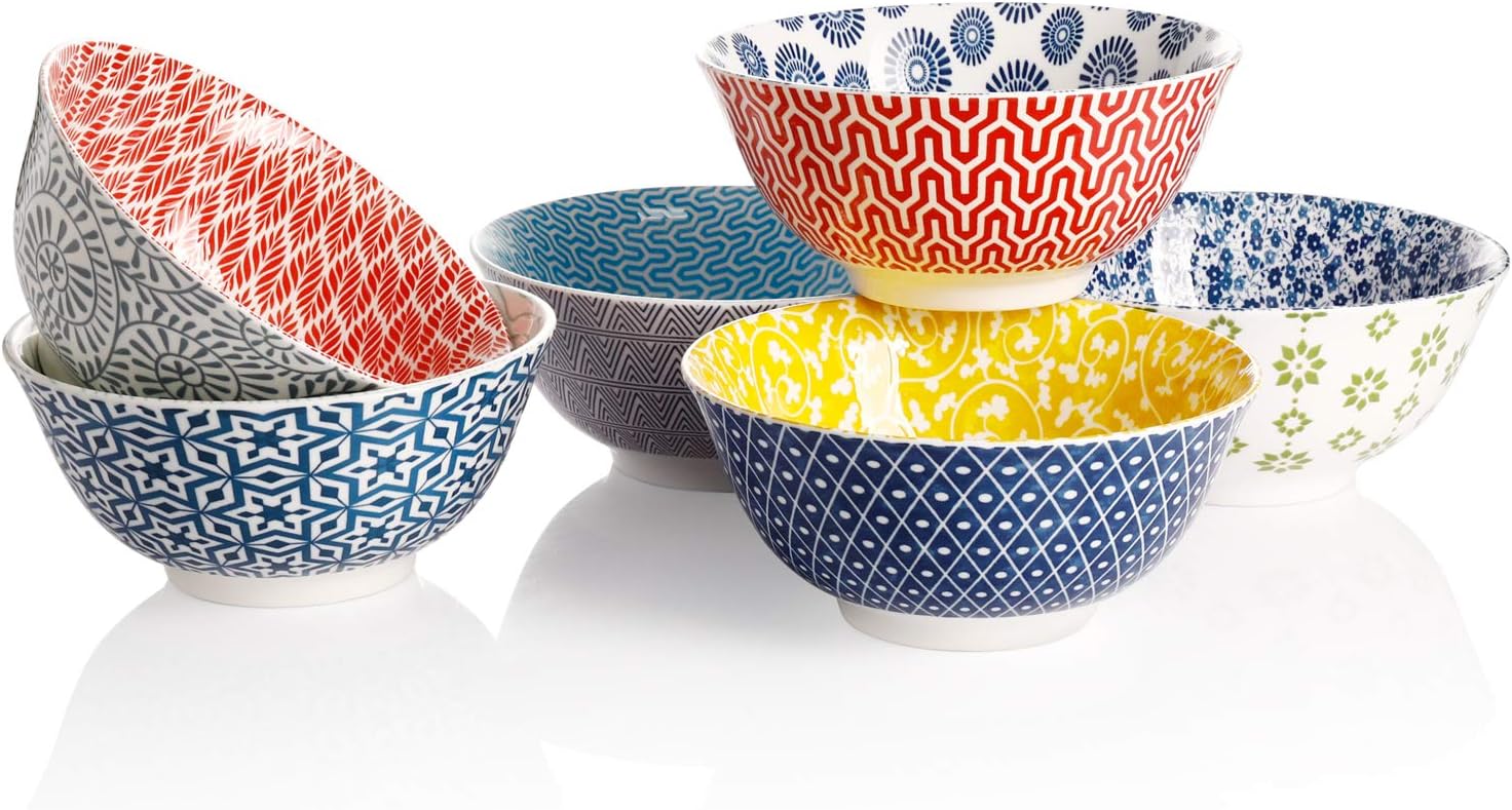 Amazingware Müslischalen 6er Set aus Porzellan, Füllmenge 500 ml, Müslischüssel, Müsli Schale, Dessertschale, Snackschale, Schüssel