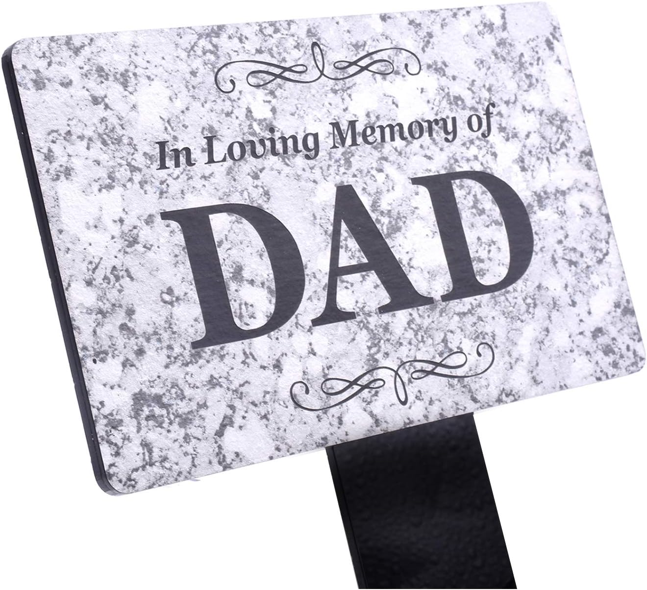 In Loving Memory of DAD Memorial - Granite Stone Effect Plaque On Stake, Grey and Black, SIZE: 150 mm w x 250 mm h (150 mm x 95 mm)