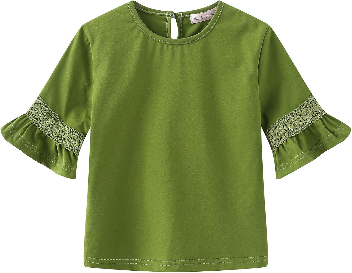 Colorful Childhood Little Girls Ruffle Bat T Shirt Autumn Princess Girl Blouses Spring Tops: Clothing