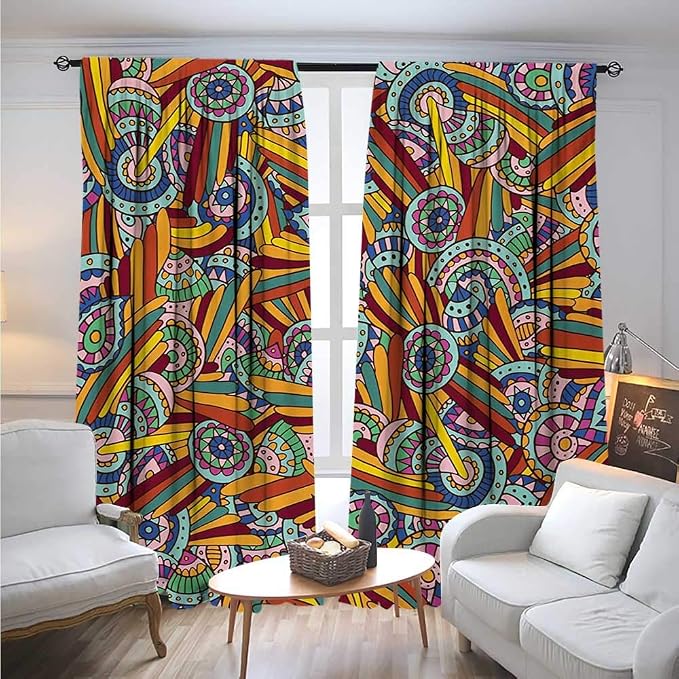 BlountDecor PsychedelicBlackout DrapesFunky and Hippie Composition with