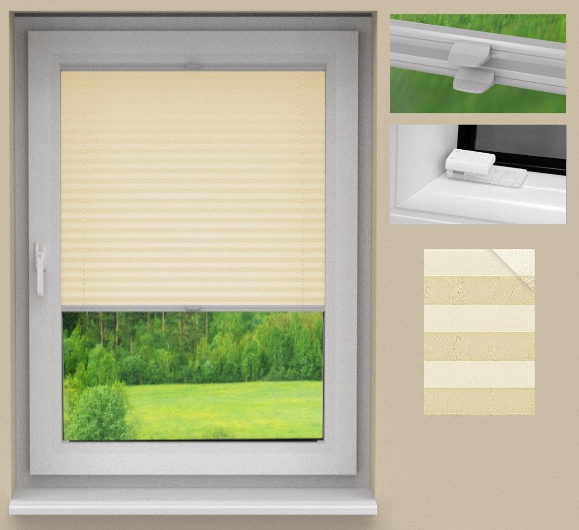 'Sunlight UX24 Crush Perlex Pleated Cosmo fabric made to measure: Yellow (Colour: White/PLB002)/application: Glazing Rebate Stick & Fix (No Drilling Necessary), Polyester, Höhe 100,1 bis 110cm (Farbe: Gelb), Breite 70,1 bis 80cm