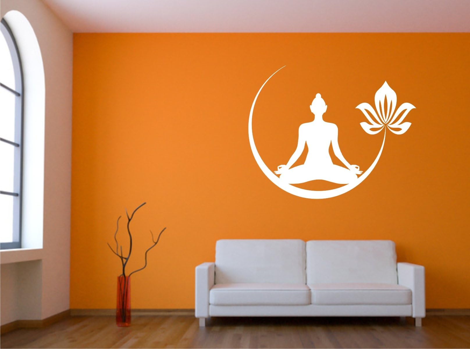 Yogi wall decal sticker Yoga Lotus Mandala 60 cm Yoga Studio in 33 Colours Matt or Gloss - white glossy