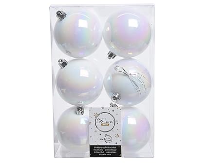Eminza Assortiment De Boules De Noël Atiam Blanc Amazonfr