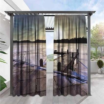 Amazon Com Marilds Winter Window Curtains Sunrise Above A Jetty