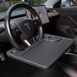 Huryfox Car Tray Steering Wheel Table Automotive Laptop Trays Vehicle Accessories for Food, Eating, Drink, Work, Truck Driver Gifts Cool Gadgets for Men (Black, 16.5IN ×11IN)