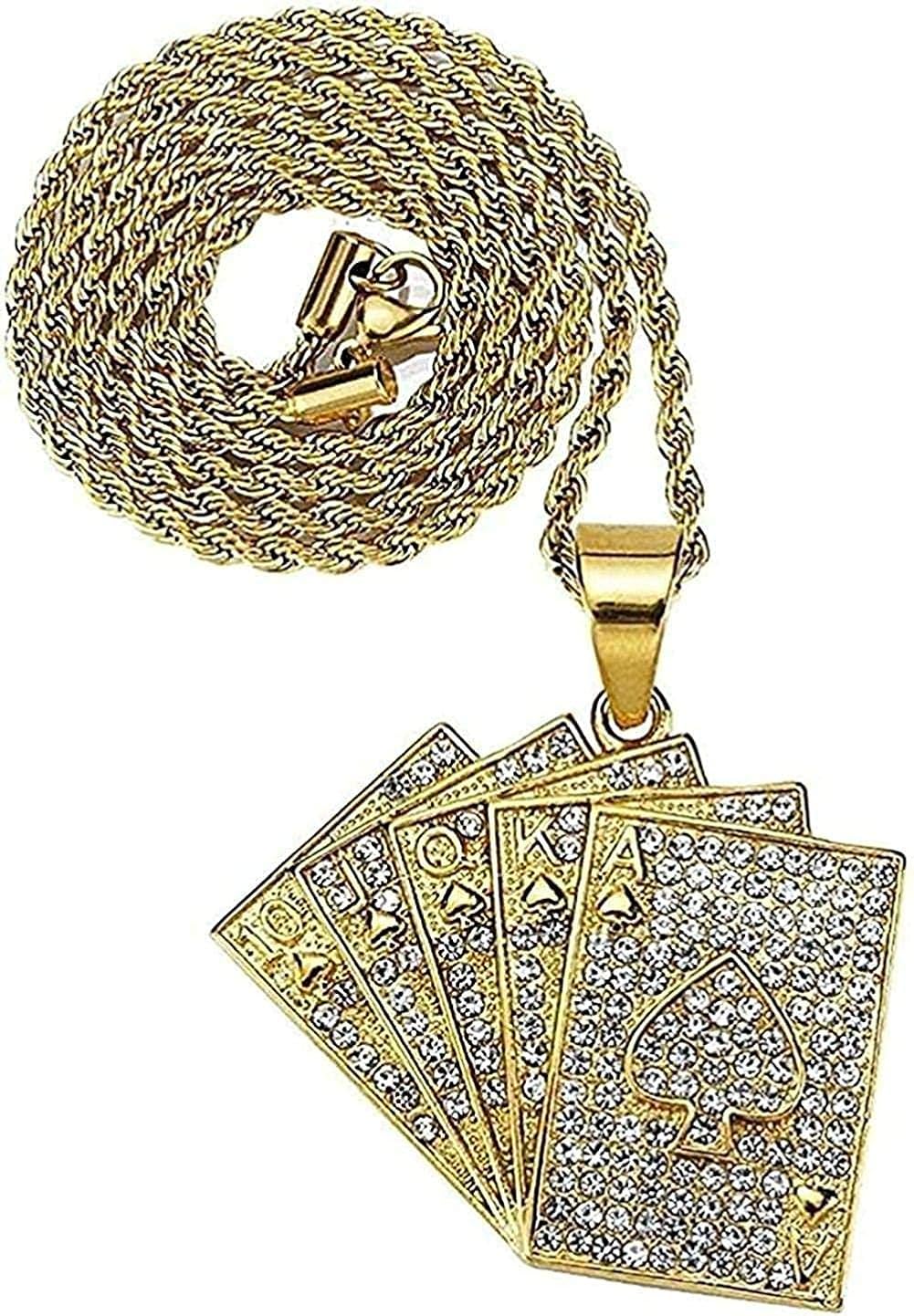 LBBYLFFF Necklace Stainless Steel Personalized Playing Cards Pendant