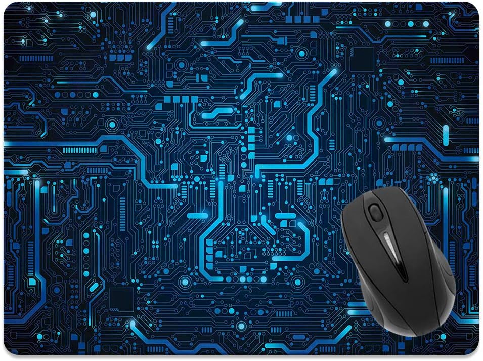 Extra Large (X-Large) Size Non-Slip Rectangle Mousepad, FINCIBO Blue Circuit Board Mouse Pad for Home, Office and Gaming Desk