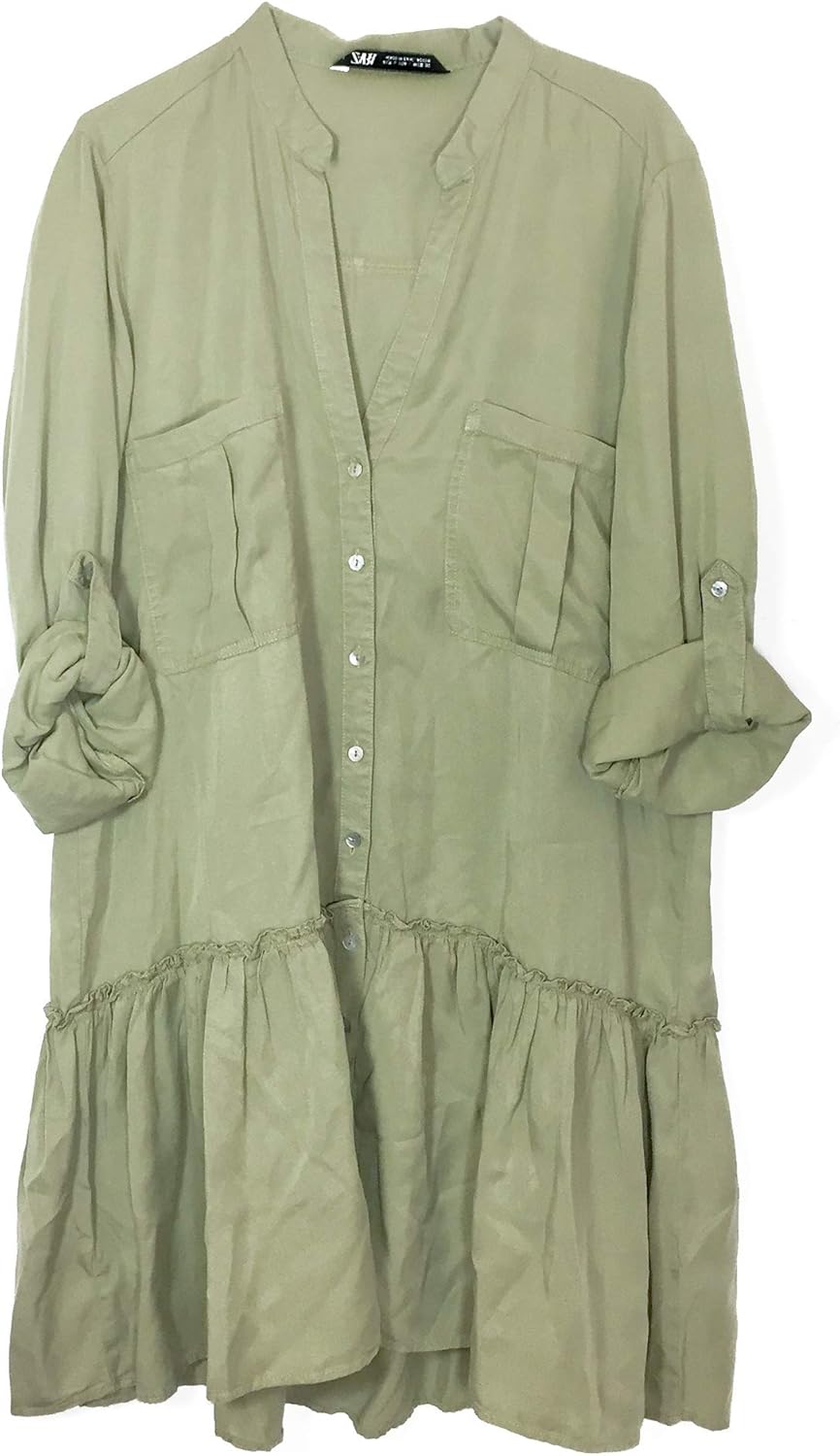 zara button up dress with pockets