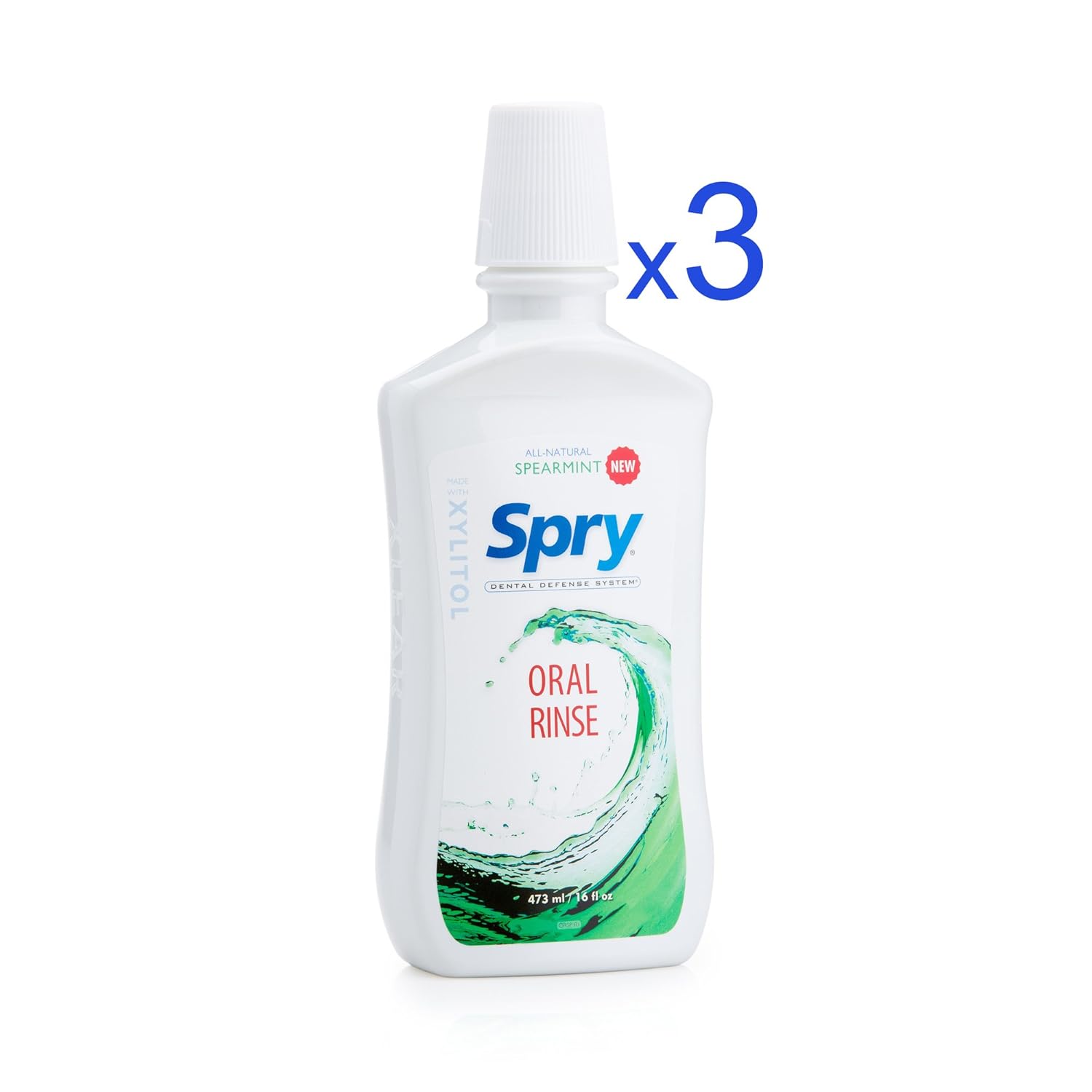 Spry Xylitol Oral Rinse, Natural Spearmint 16 fl oz (3