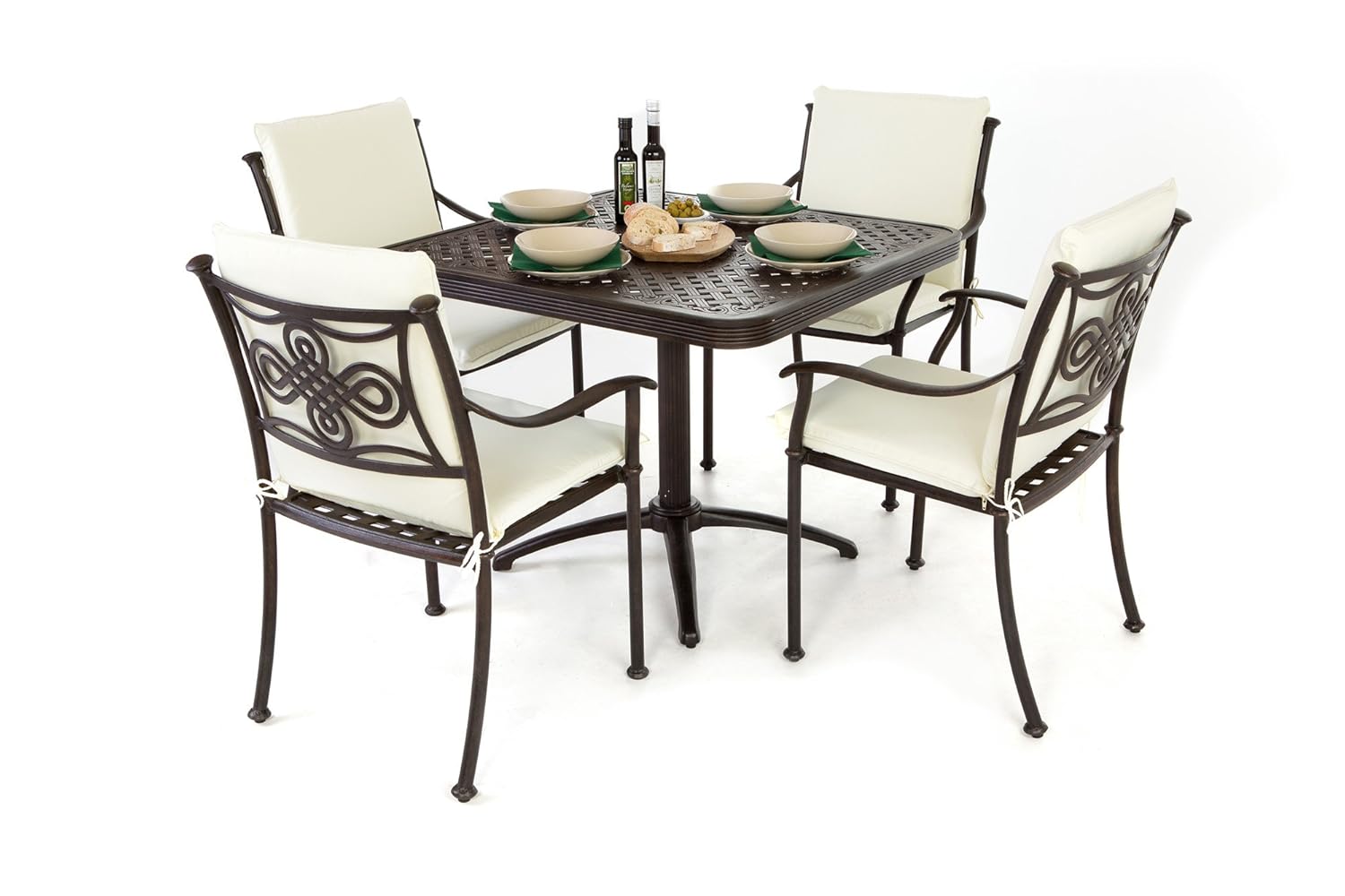 Square Cast Metal Garden Furniture Set 4 Seater Kirstenbosch 92cm