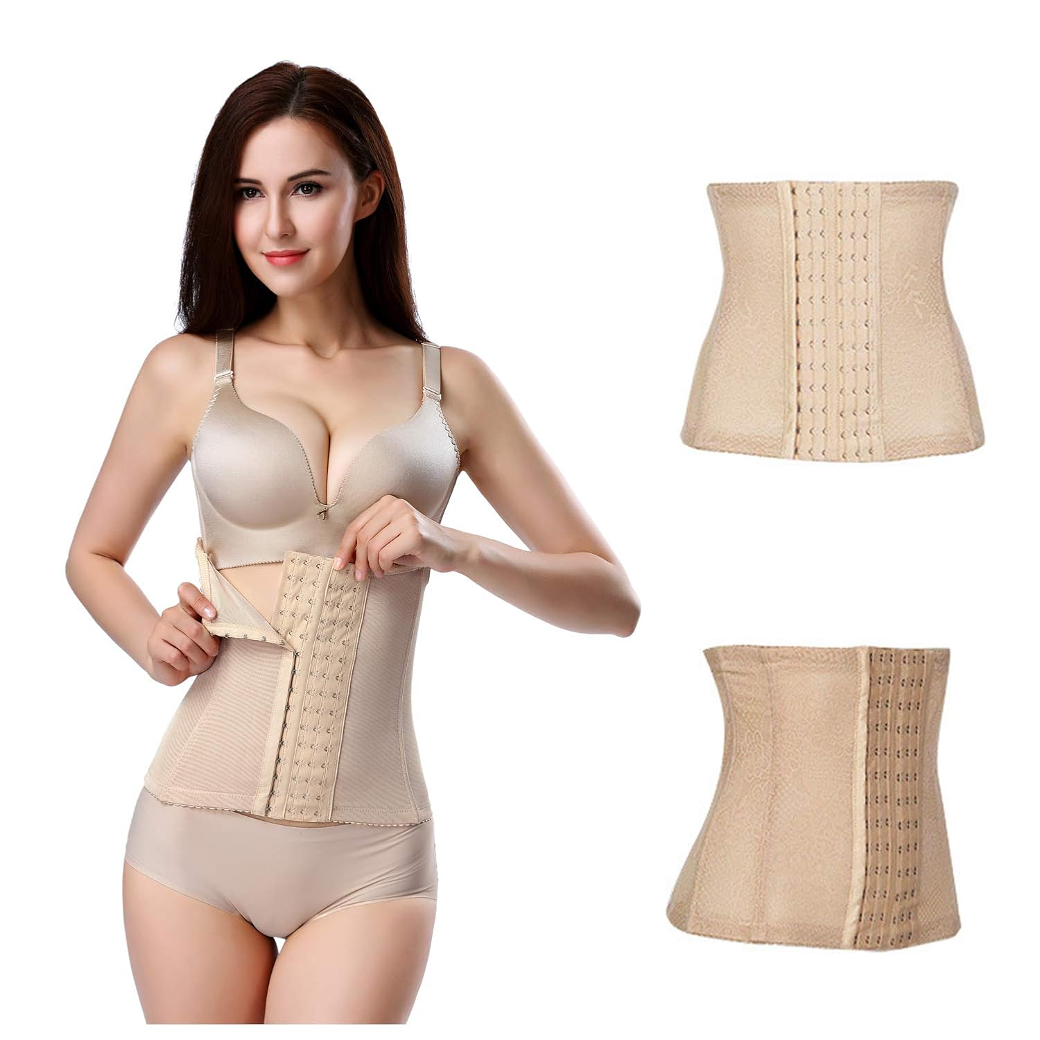 Sfigur Shapewear Damen Bauchweg Taillenformer Korsett atmungsaktiv Corsage verstellbar Bauchkontrolle Korsage mit 6-reihigem Verschlu/&szlig; Unterbrust Top stark formend Oberteil Mieder